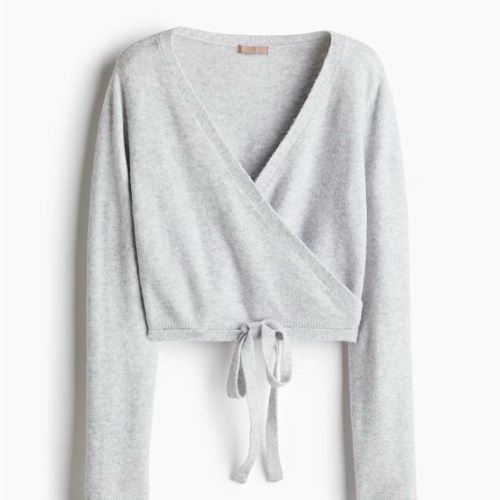 H&M Light Gray Wrap Sweater Top